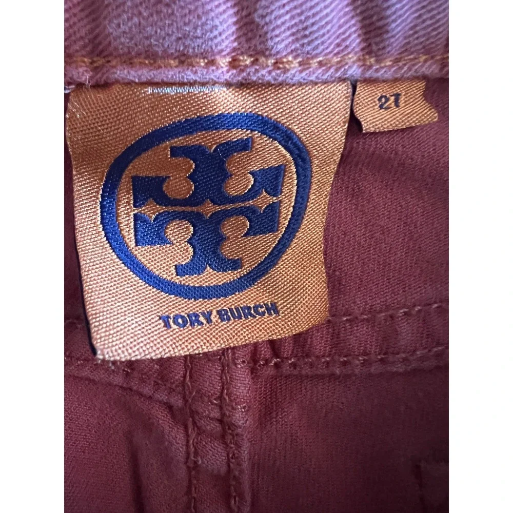 Tory‎ Burch Alexa Cropped Skinny Coral Salmon Jeans Women's Size 27